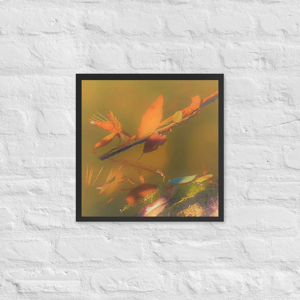 Fall leaves floating on a lake