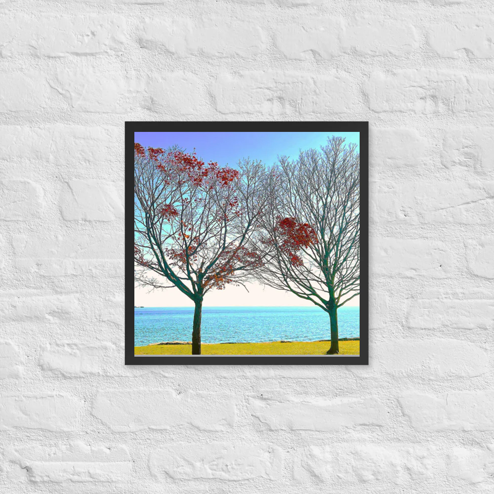 Fall trees and Lake Michigan